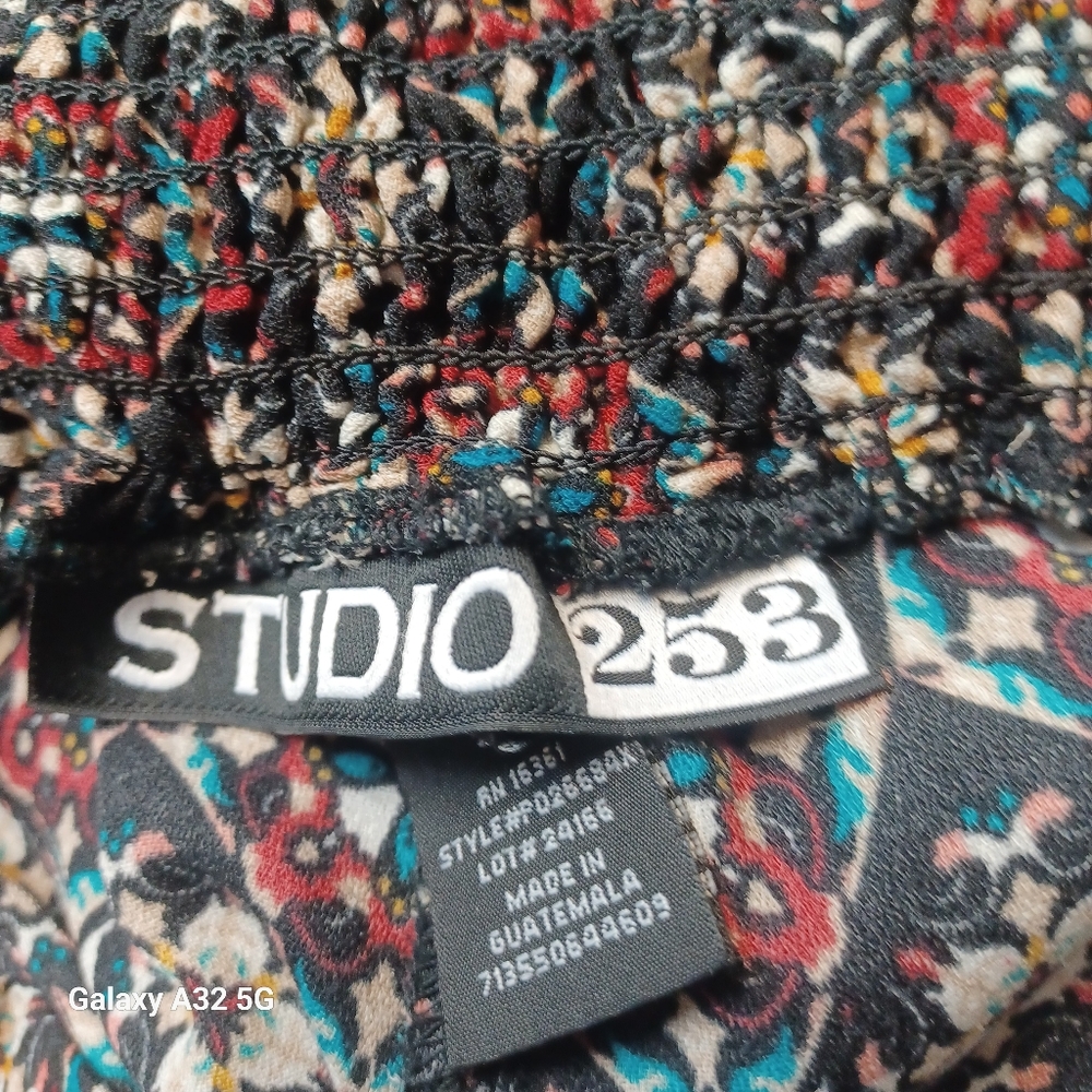 Studio 253 Pant Size 1X Multicolor Patterned Fabric - Picture 2 of 12
